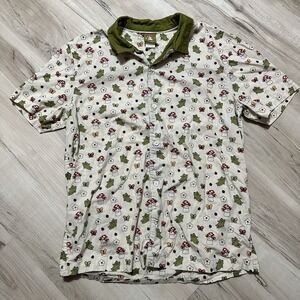 Leon Karssen Mushmush Cream Short Sleeve Button Down Shirt Sz Small‎ Fast Ship
